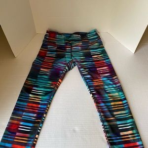 Athleta Rainbow Stripe Laser Beam Sonar Cropped Leggings Size Small